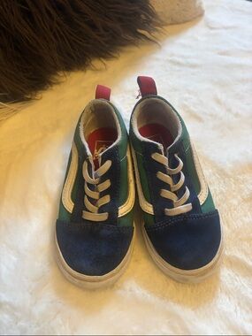 Vans Kids Navy, Green, Mustard & White Low-Top Sneakers